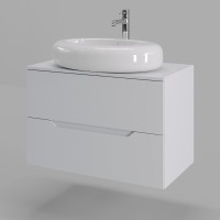 Тумба с раковиной Orange Line Li-80TuwMDF+B08-640W, 80 см, подвесная, цвет белый матовый Soft Touch