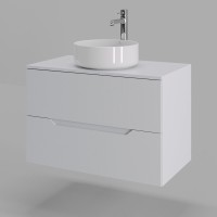 Тумба с раковиной Orange Line Li-80TuwMDF+B09-360W, 80 см, подвесная, цвет белый матовый Soft Touch