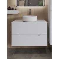 Тумба с раковиной Orange Line Li-80TuwMDF+B09-360W, 80 см, подвесная, цвет белый матовый Soft Touch