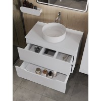 Тумба с раковиной Orange Line Li-80TuwMDF+B09-360W, 80 см, подвесная, цвет белый матовый Soft Touch