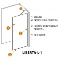 Душевая перегородка со свободным входом Cezares Liberta-L-1-TB-110-GR-NERO, 110 см, стекло графит, профиль черный матовый
