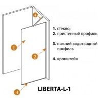 Душевая перегородка со свободным входом Cezares Liberta-L-1-TB-115-C-Cr, 115 см, стекло прозрачное, профиль хром