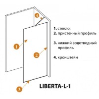 Душевая перегородка со свободным входом Cezares Liberta-L-1-TB-140-C-NERO, 140 см, стекло прозрачное, профиль черный матовый