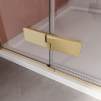 Душевой уголок Cezares LINER-A-1-90-C-BORO-R, 90 х 90 см, правый, стекло прозрачное, профиль брашированное золото