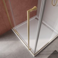 Душевой уголок Cezares LINER-A-1-90-C-BORO-R, 90 х 90 см, правый, стекло прозрачное, профиль брашированное золото