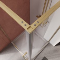 Душевой уголок Cezares LINER-A-1-90-C-BORO-R, 90 х 90 см, правый, стекло прозрачное, профиль брашированное золото