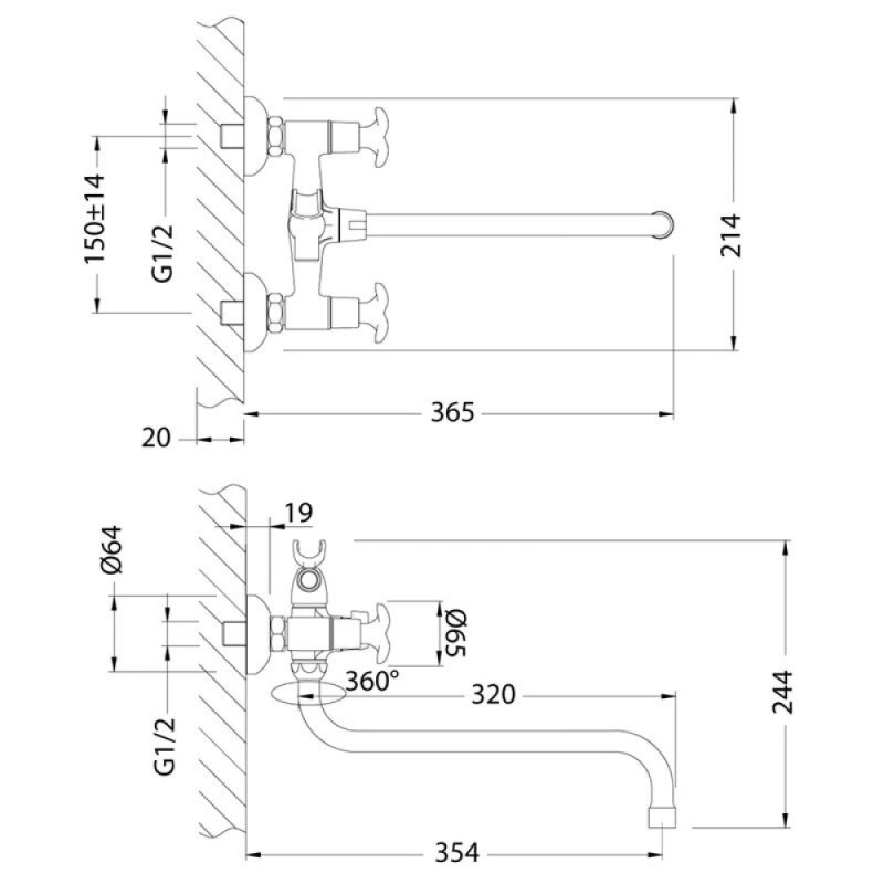 Смеситель для ванны и душа Lemark Flora LM0151C, с душевым гарнитуром, хром