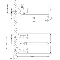 Смеситель для ванны и душа Lemark Flora LM0152C, с душевым гарнитуром, хром