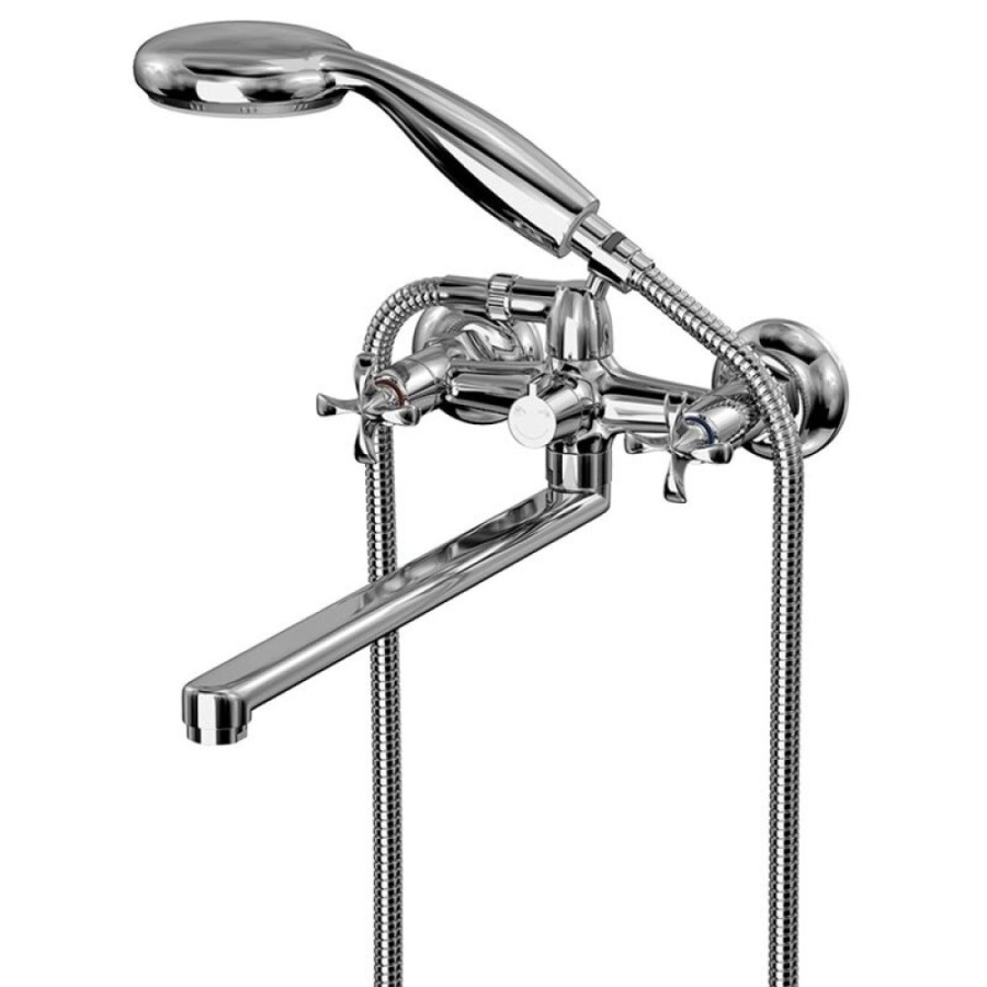 Смеситель для ванны и душа Lemark Flora LM0152C, с душевым гарнитуром, хром