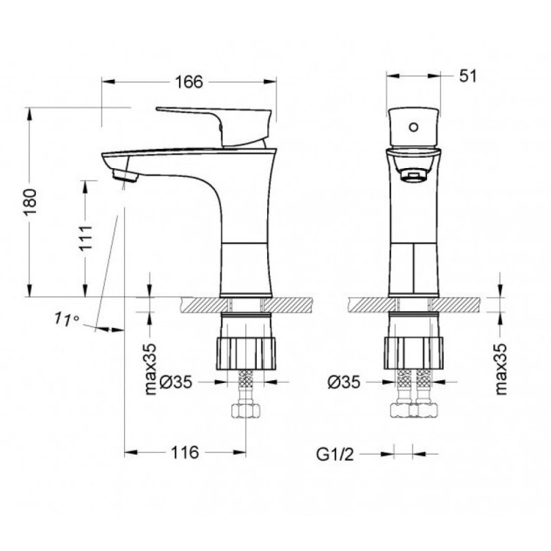 Смеситель Lemark Nero LM0206C для раковины, излив монолит