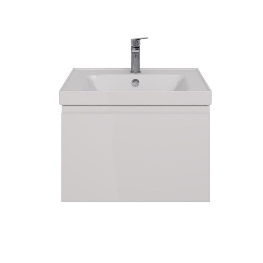 Тумба под раковину Lemark Veon Mini 60 см, подвесная, цвет белый глянец, LM02VM60T