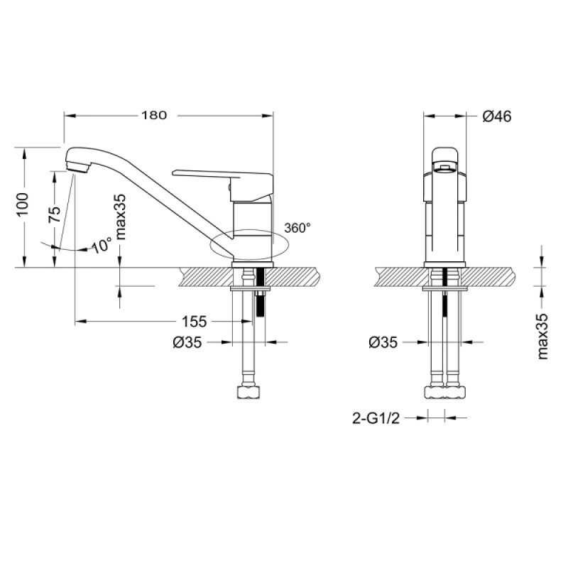 Смеситель для раковины Lemark Point LM0307C, хром