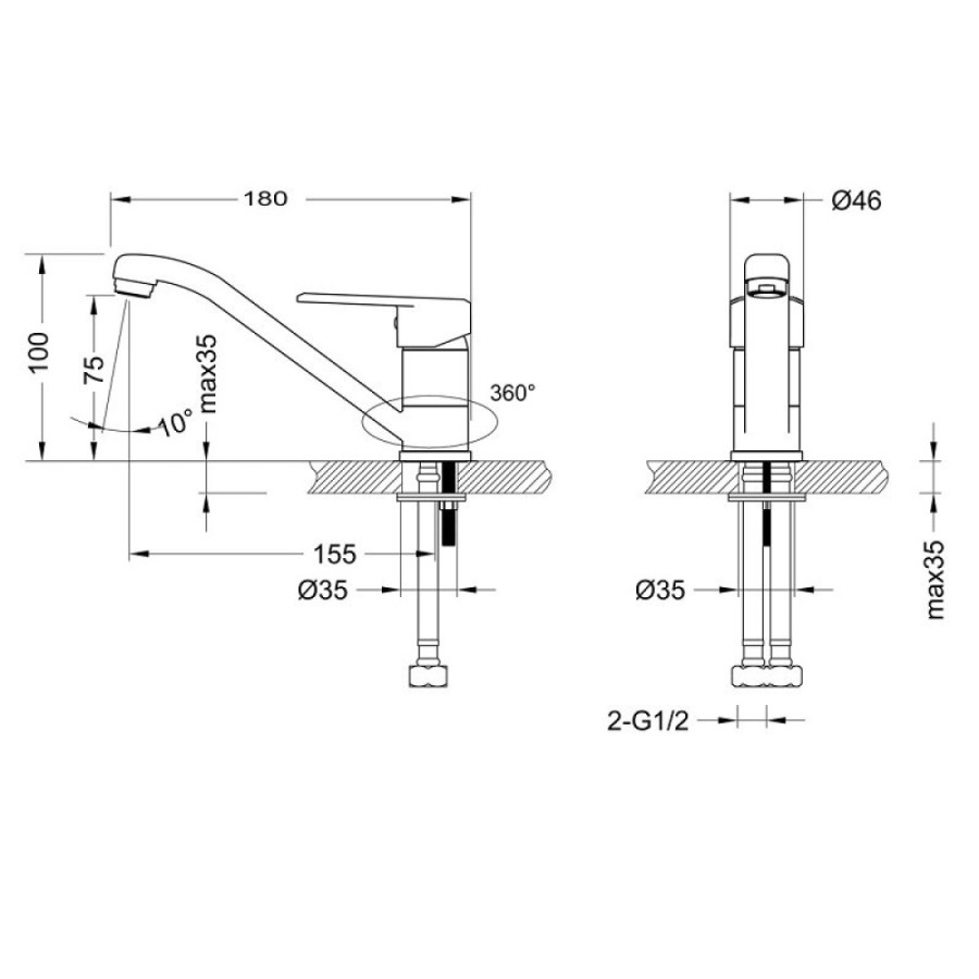 Смеситель для раковины Lemark Point LM0307C, хром