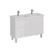 Тумба под сдвоенную раковину Lemark Combi 125 см, подвесная/напольная, цвет белый глянец, LM03C125T