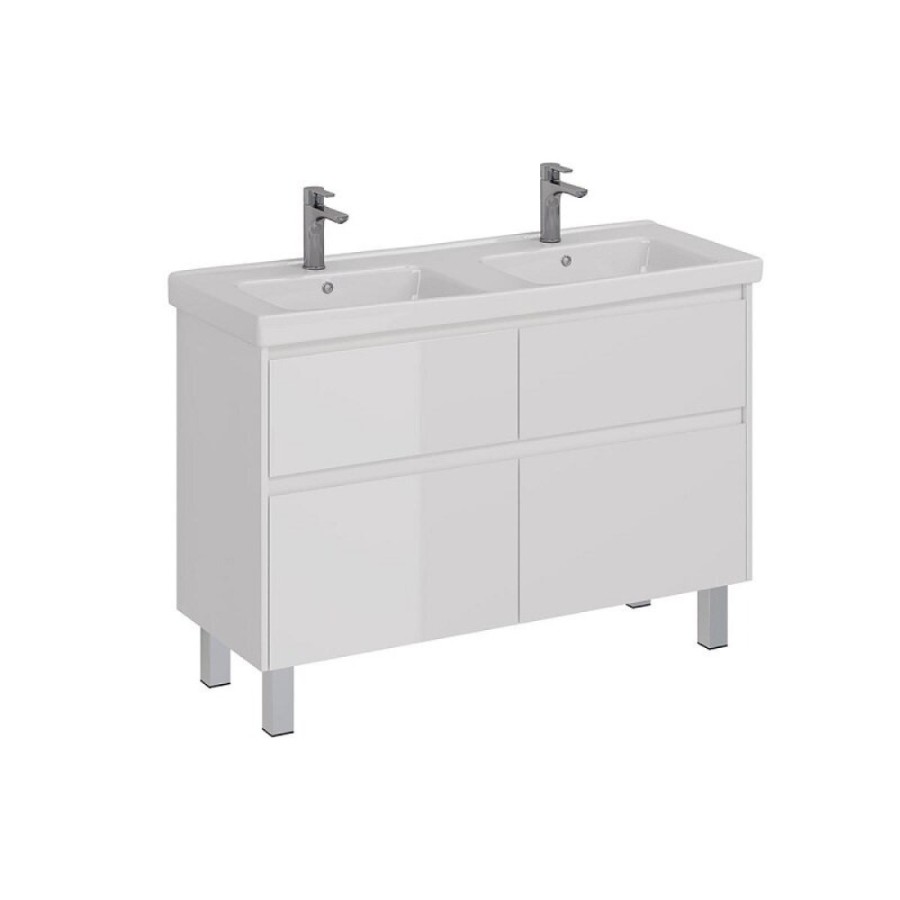 Тумба под сдвоенную раковину Lemark Combi 125 см, подвесная/напольная, цвет белый глянец, LM03C125T