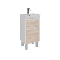 Тумба под раковину Lemark Combi 45 см, подвесная/напольная, корпус белый глянец, фасад дуб кантри матовый, LM03C45T-dub