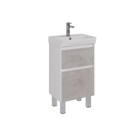 Тумба под раковину Lemark Combi 50 см, подвесная/напольная, корпус белый глянец, фасад бетон матовый, LM03C50T-Beton