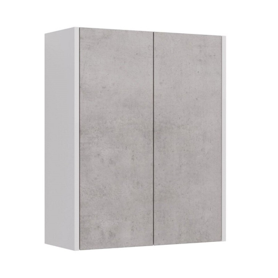 Шкаф подвесной Lemark Combi LM03C60SH-Beton, 60 см, корпус белый глянец, фасад бетон матовый