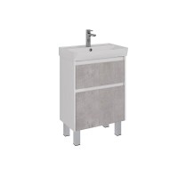 Тумба под раковину Lemark Combi 60 см, подвесная/напольная, корпус белый глянец, фасад бетон матовый, LM03C60T-Beton