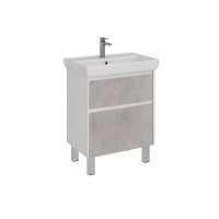 Тумба под раковину Lemark Combi 70 см, подвесная/напольная, корпус белый глянец, фасад бетон матовый, LM03C70T-Beton