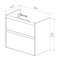 Тумба под раковину Lemark Combi 80 см, подвесная/напольная, корпус белый глянец, фасад дуб кантри матовый, LM03C80T-dub