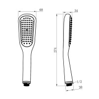 Душевая лейка Lemark 1 функция, черная, LM0411BL