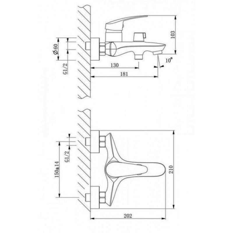 Смеситель Lemark Linara LM0414C для ванны и душа, короткий излив, хром