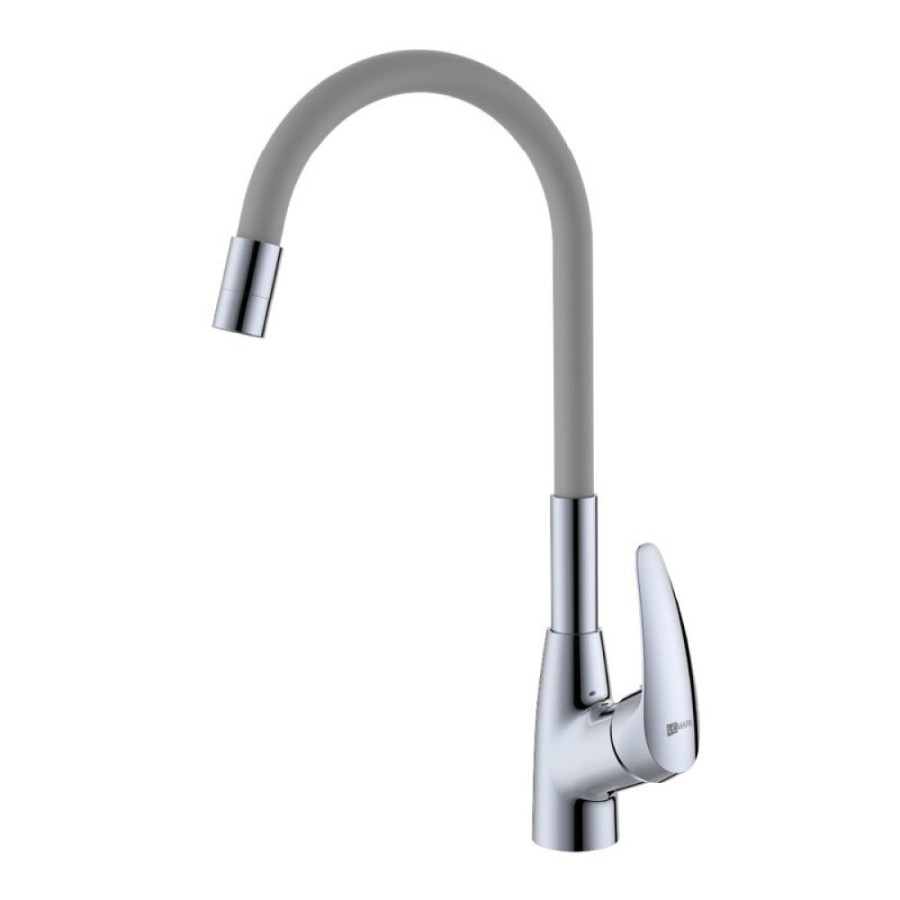 Смеситель Lemark Linara LM0415C-Gray для кухонной мойки, с гибким изливом, хром/серый