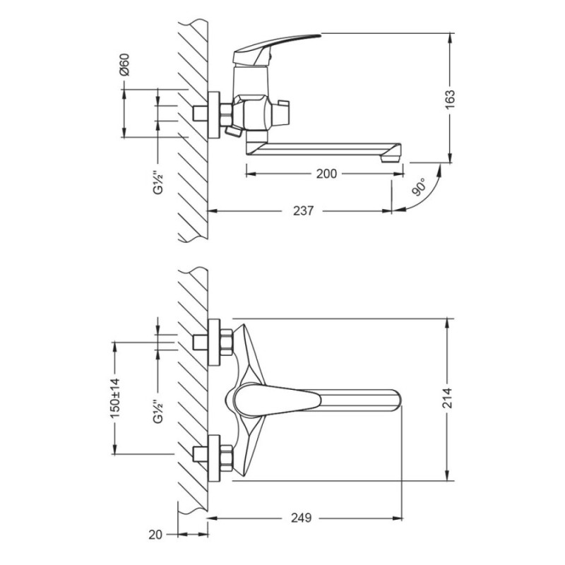 Смеситель Lemark Linara LM0417C для ванны, с душевым гарнитуром, хром