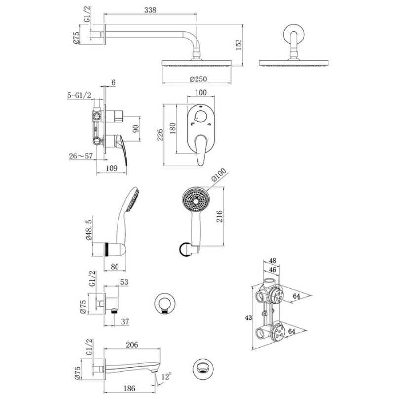 Душевая система Lemark Linara LM0422C, хром