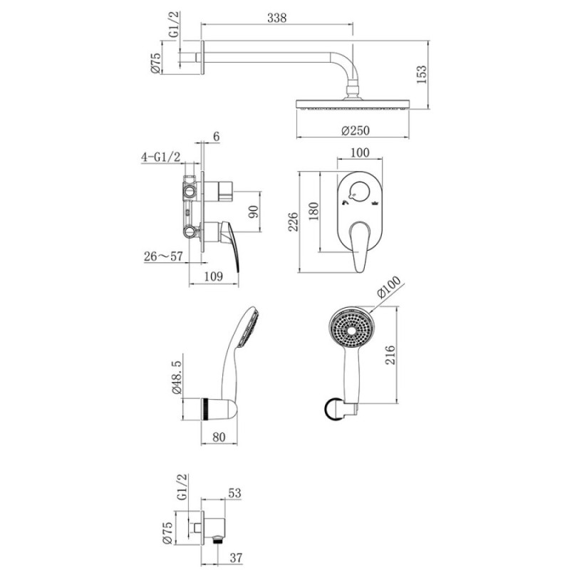 Душевая система Lemark Linara LM0429C, хром