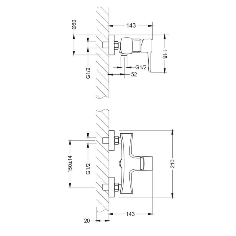 Смеситель Lemark Evitta LM0503C для душа с душевым гарнитуром, хром