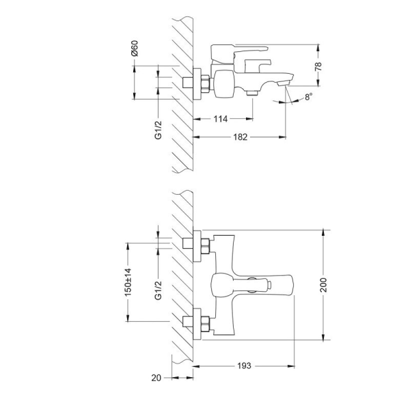 Смеситель Lemark Evitta LM0514C для ванны и душа с душевым гарнитуром, хром