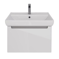 Тумба под раковину Lemark Buno mini 70 см, подвесная, планка серая матовая, цвет белый глянец, LM05BM70T