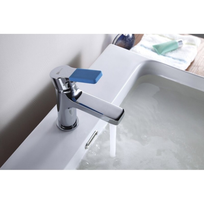 Смеситель для раковины Lemark Aura LM0606C, хром/синий
