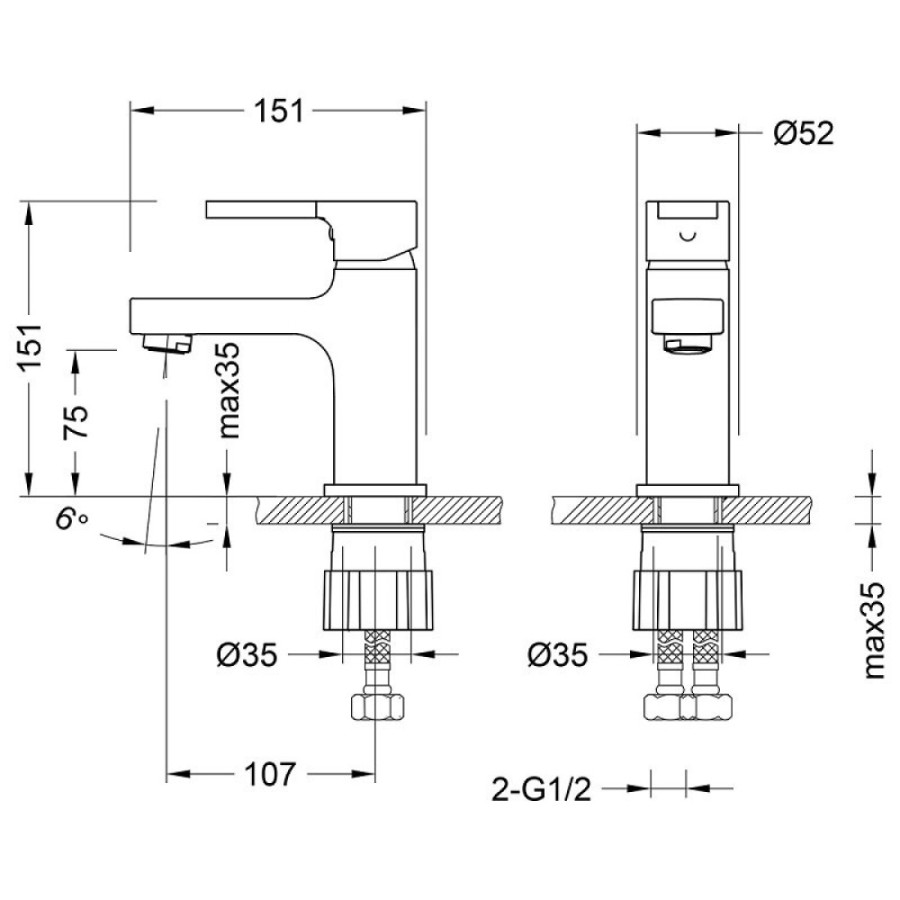 Смеситель для раковины Lemark Aura LM0606C, хром/синий