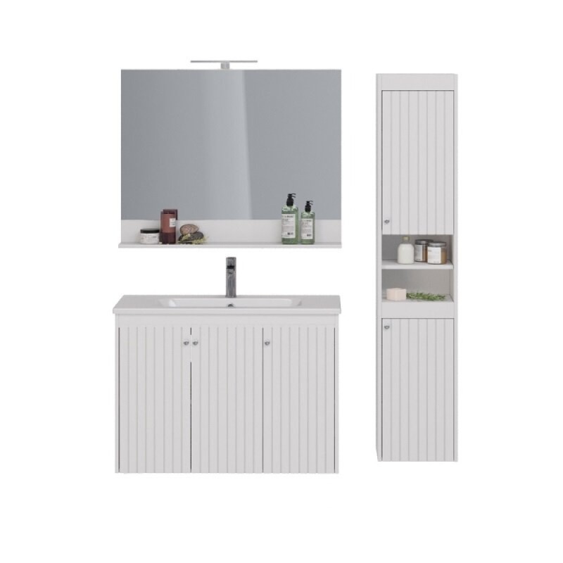 Зеркало Lemark Romance 100 см, с выключателем, с полкой, цвет белый глянец, LM07R100Z