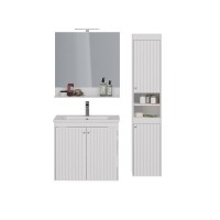 Зеркало Lemark Romance 80 см, с выключателем, с полкой, цвет белый глянец, LM07R80Z