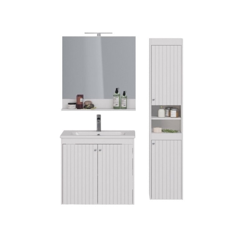 Зеркало Lemark Romance 80 см, с выключателем, с полкой, цвет белый глянец, LM07R80Z