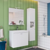 Зеркало Lemark Romance 80 см, с выключателем, с полкой, цвет белый глянец, LM07R80Z