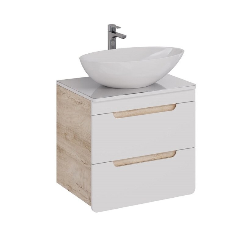 Столешница Lemark Olivia 65 см, МДФ, стекло, цвет белый глянец, LM08OL65S