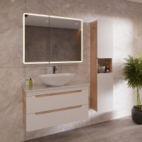 Тумба под раковину Lemark Olivia 80 см, подвесная, корпус дуб кантри матовый, фасад белый глянец, LM08OL80T