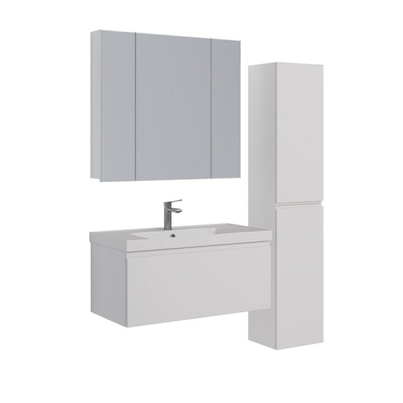 Зеркальный шкаф Lemark Universal 100 х 80 см, корпус белый глянец, LM100ZS-U