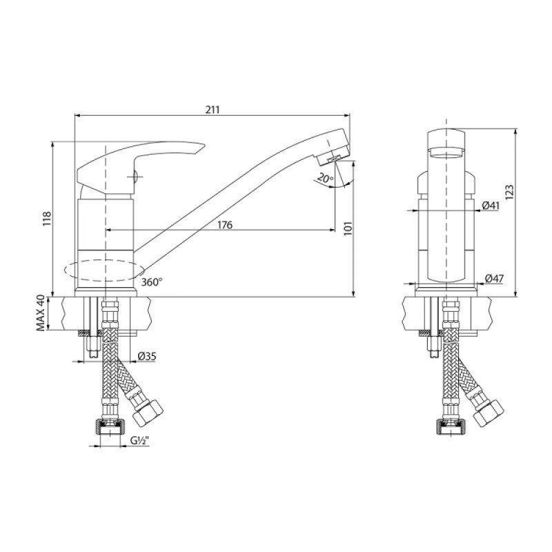 Смеситель для раковины Lemark plus Strike LM1104C, хром