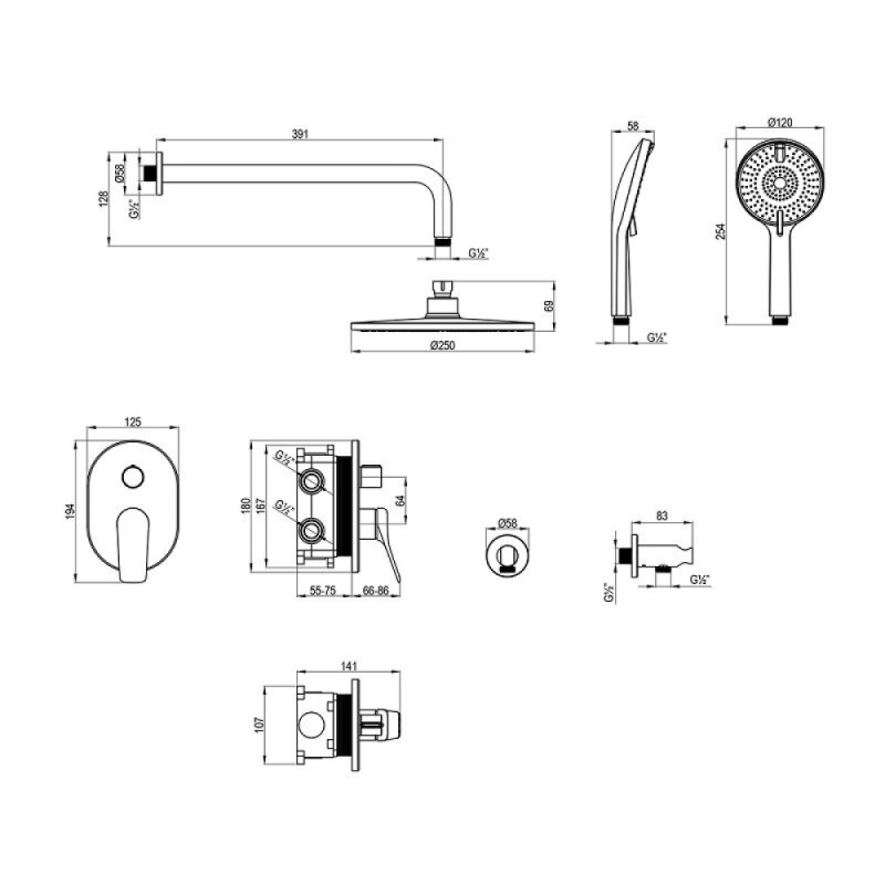 Душевая система Lemark Ortus LM11329C, хром