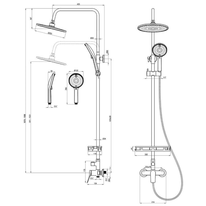 Душевая система Lemark Ortus LM11360C, хром