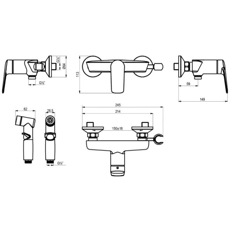 Гигиенический душ Lemark Verba LM11418C, со смесителем, хром