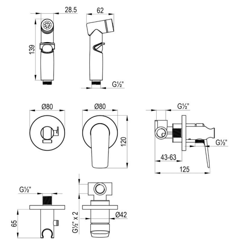 Гигиенический душ Lemark Verba LM11419C, со смесителем, хром