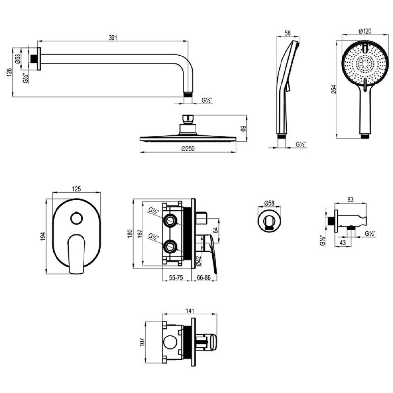 Душевая система Lemark Verba LM11429C, хром