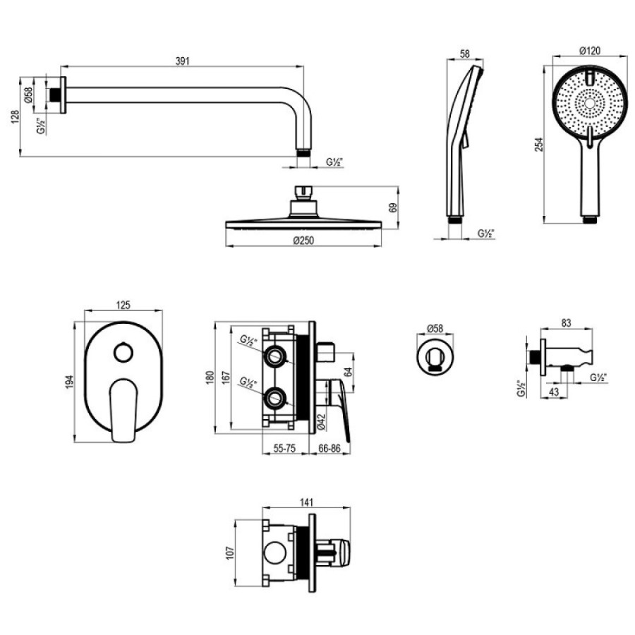 Душевая система Lemark Verba LM11429C, хром
